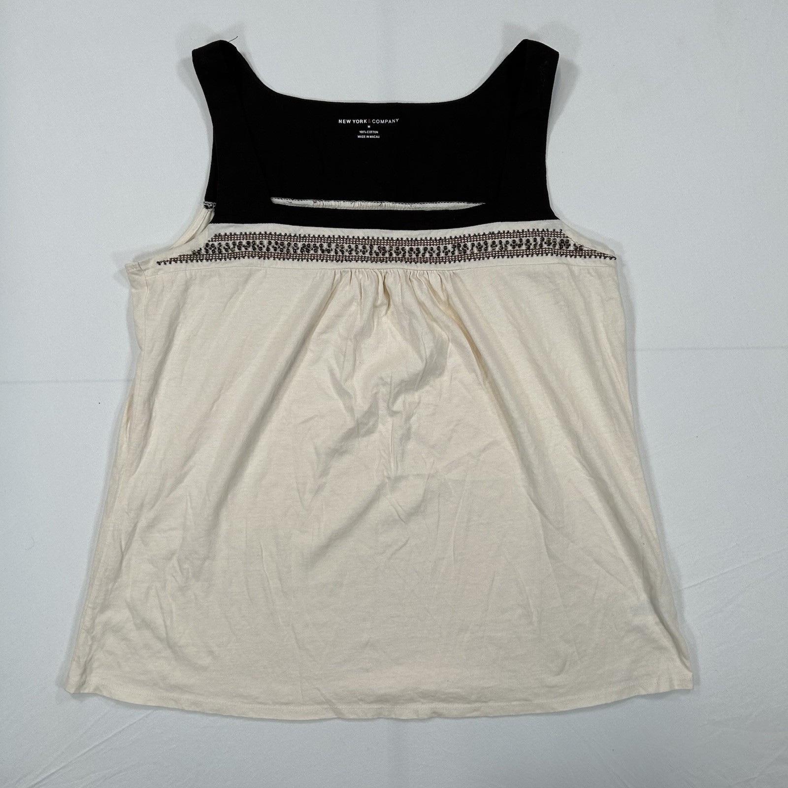New York and Company Womens Tank Top Beadwork Boho Western/ Medium – Brown&Cream