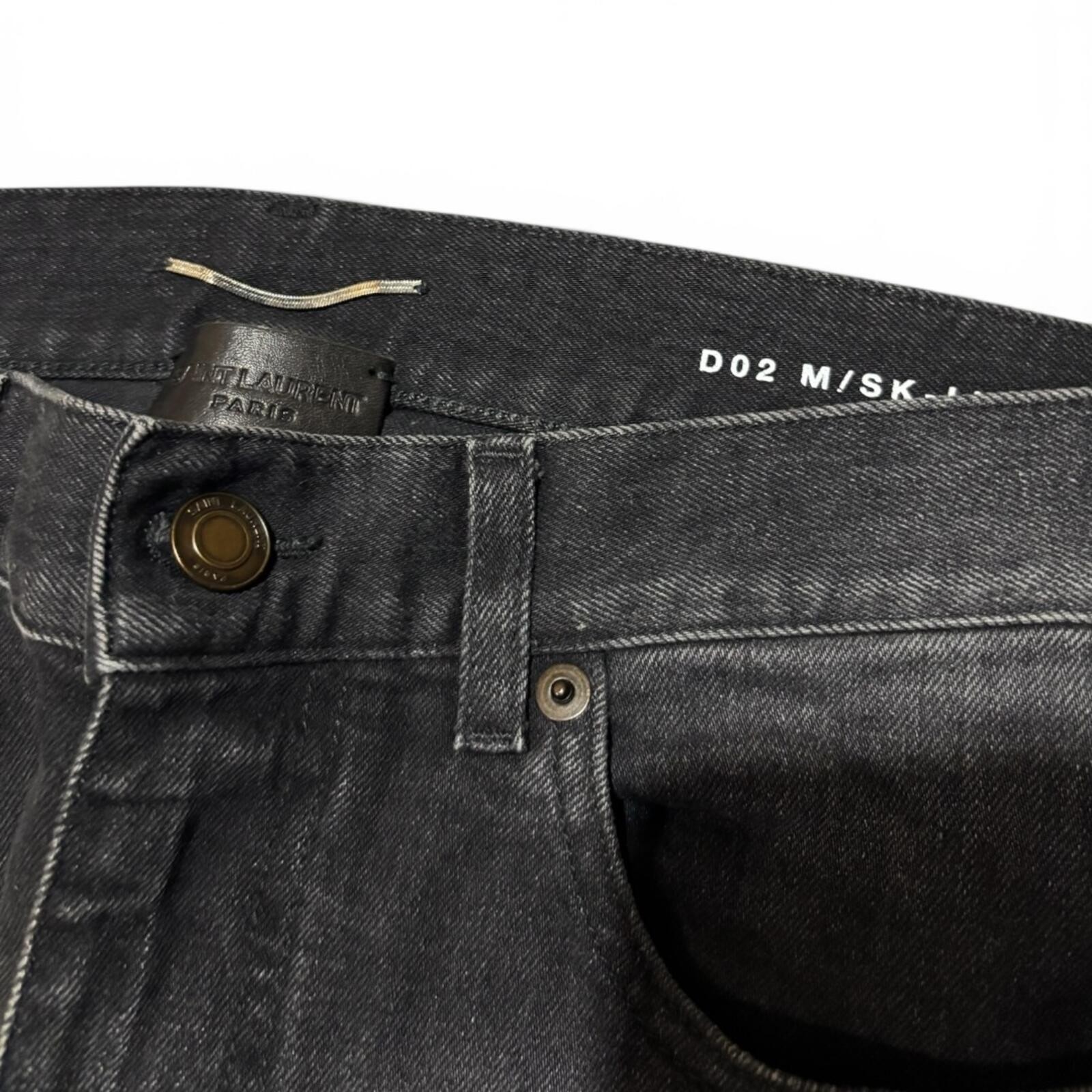 Saint Laurent Paris D02 Black Washed Knee Rip Denim Jeans