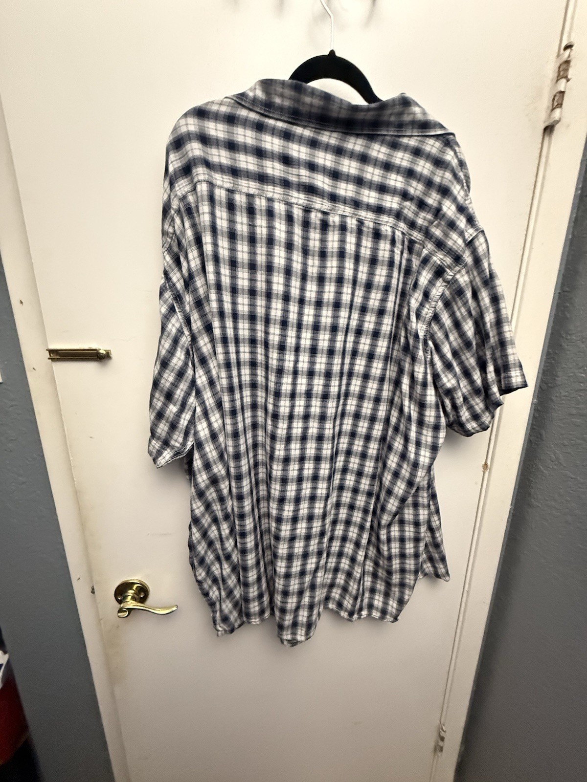 Replika Men’s Blue/White/Grey Plaid Short Sleeve Button Up Shirt Big & Tall 7XL