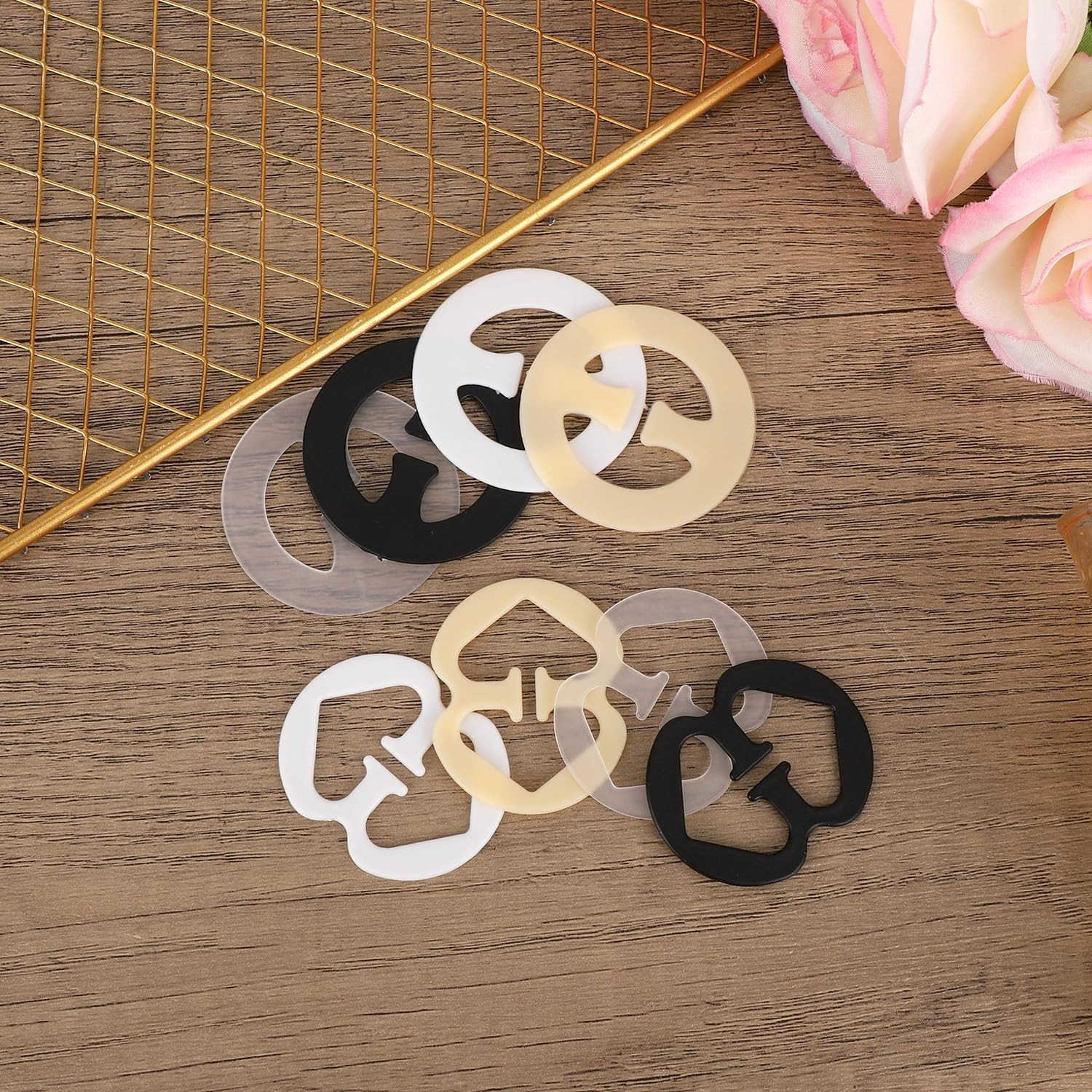 8Pcs Bra Strap Clips, 4 Colors & 2 Styles Bra Strap Holder to Racerback Clips fo
