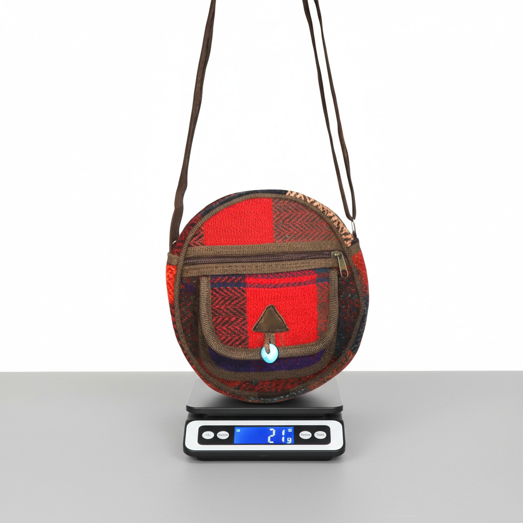 Handmade Turkish Kilim Round Shoulder Bag Vintage Boho Crossbody Purse Women Red