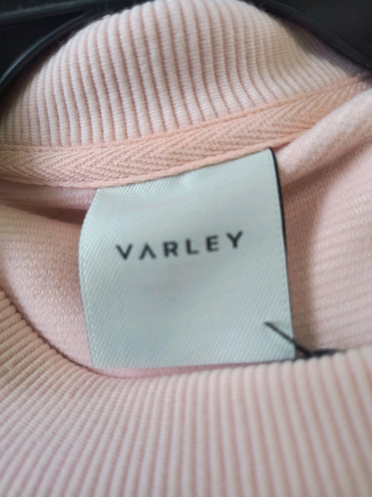 NWT Varley Ribbed Cotton Crewneck Side Zip Sweatshirt in Blush Pink Size Small
