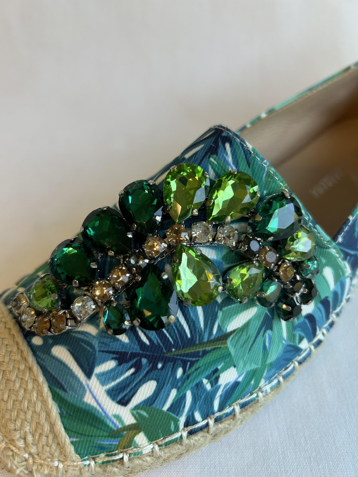 Lauren Lorraine Shoes Womens Size 8.5 Espadrille Flats Embellished Tropical ESPI