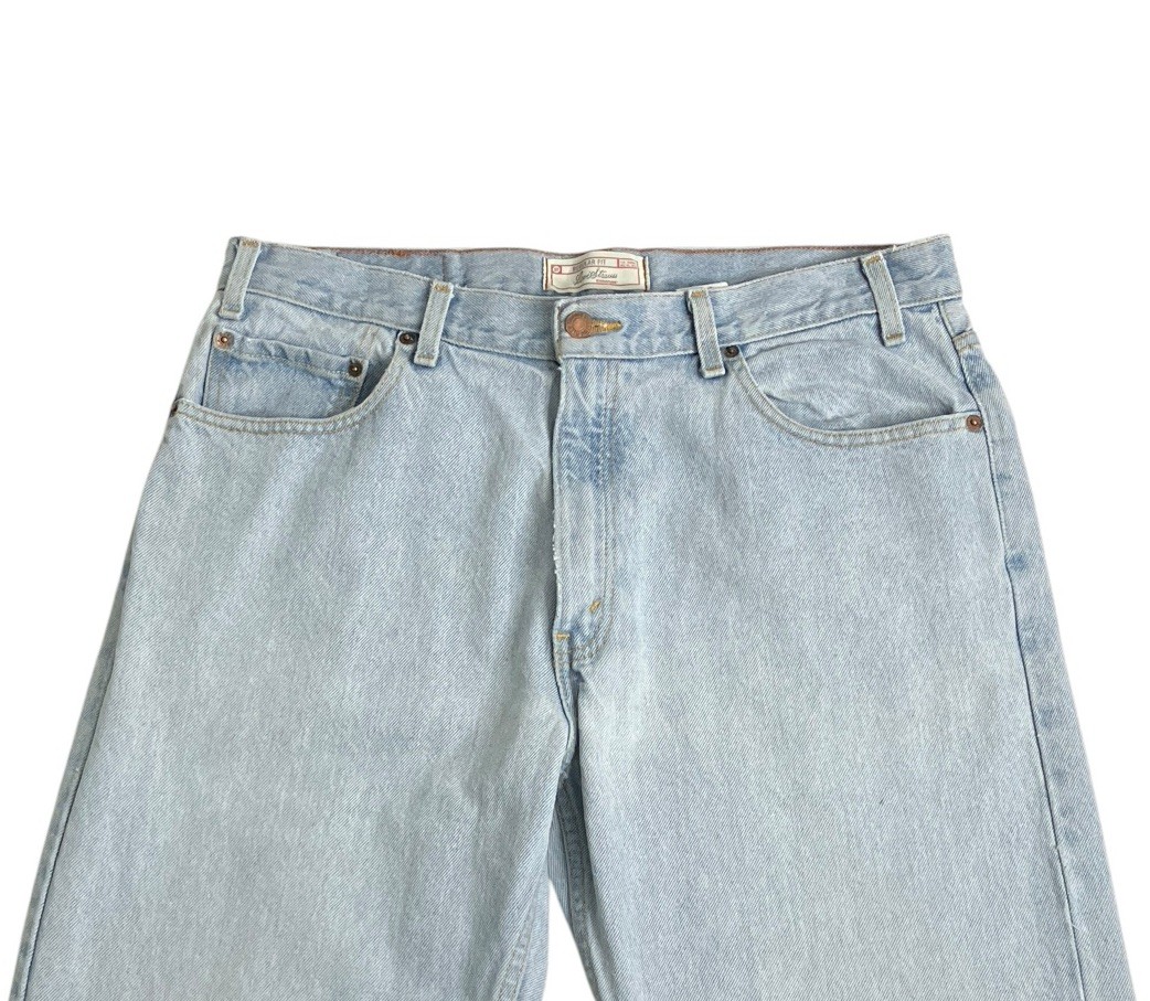 Y2K Levi’s Signature Jeans Mens 36×35 Light Wash Denim Frayed Hem Western Work