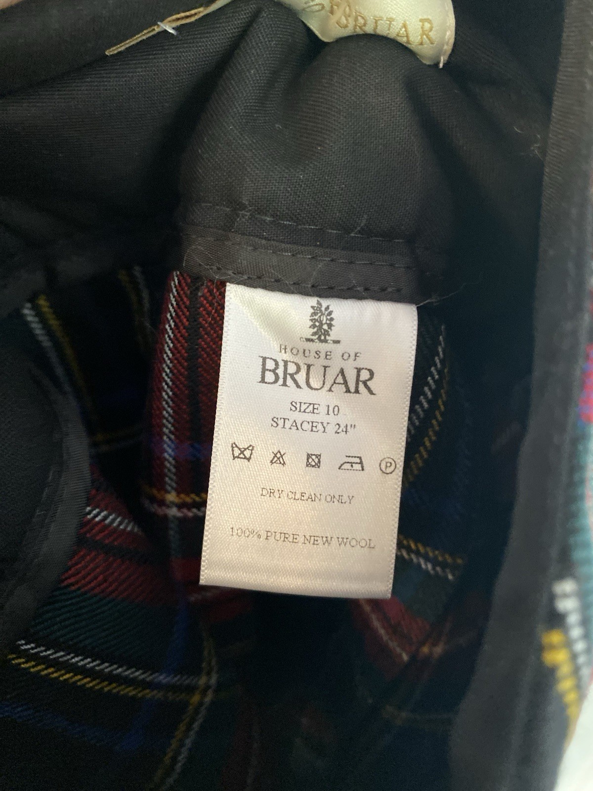 NWT House Of Bruar Stacey 24” Kilt Skirt in Black Stewart Size UK 10/US 6