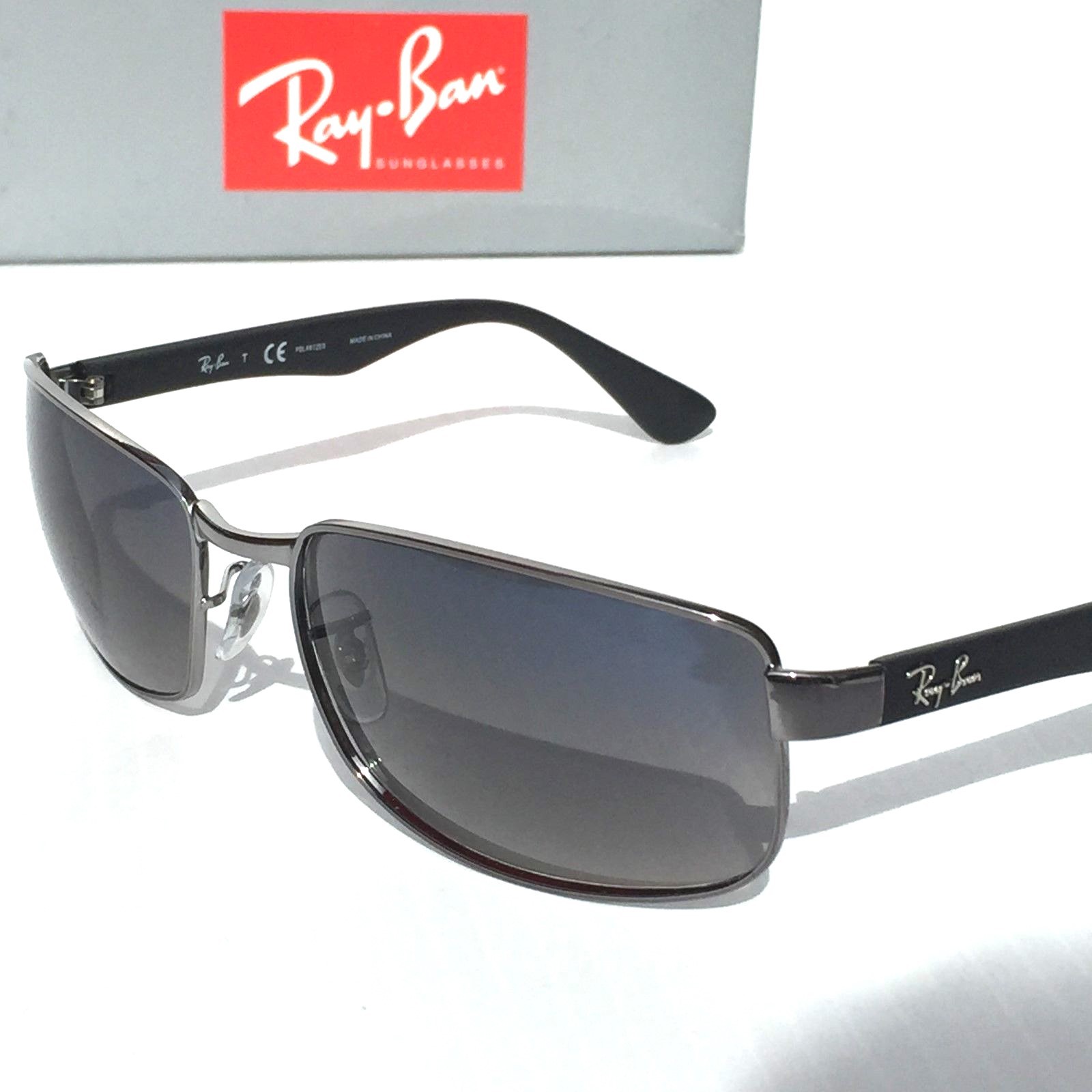 NEW* Ray Ban Gunmetal & Black w POLARIZED Grey Blue Lens Sunglass RB 3478 004
