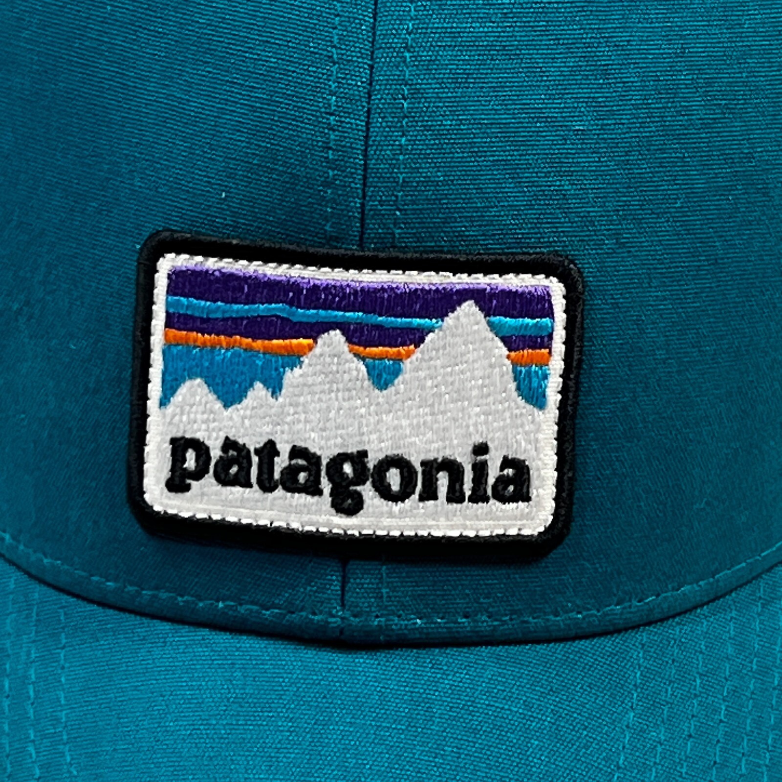Patagonia Shop Sticker Patch Lopro Trucker Hat Snapback Blue Green Mesh 2017