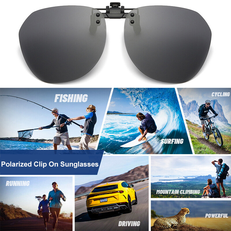 Polarized Clip-on Sunglasses Anti-glare Lightweight Flip Up Driving Sun Glasses