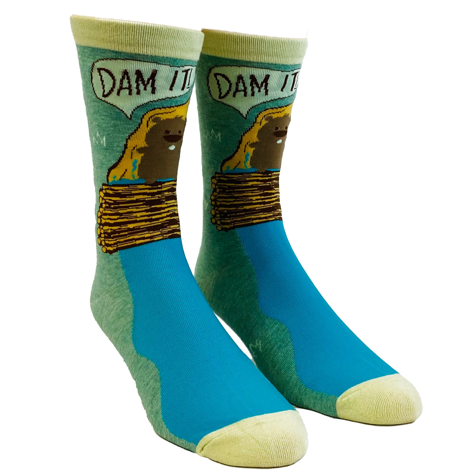 Men’s Dam It Socks Funny Beaver Dam Camping Novelty Graphic Footwear