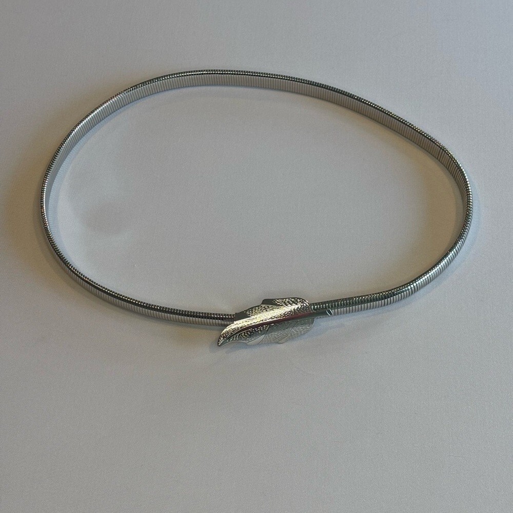 SILVER LEAF BUCKLE Elastic Stretch Waist Belt
