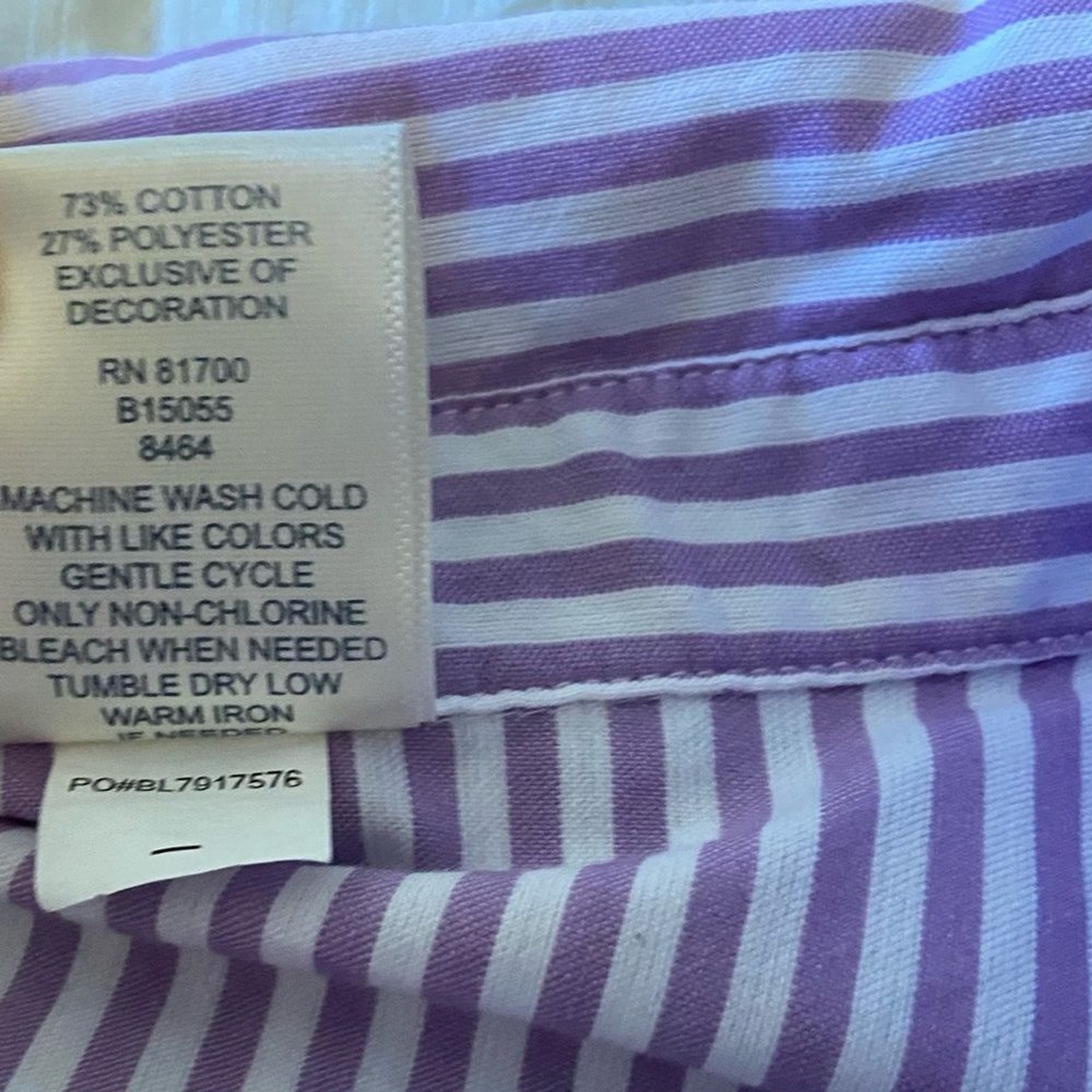 Blair Cat Pinstriped Shirt 3/4 Sleeve Oversized XL Lavender Kitty Leaves Teacher
