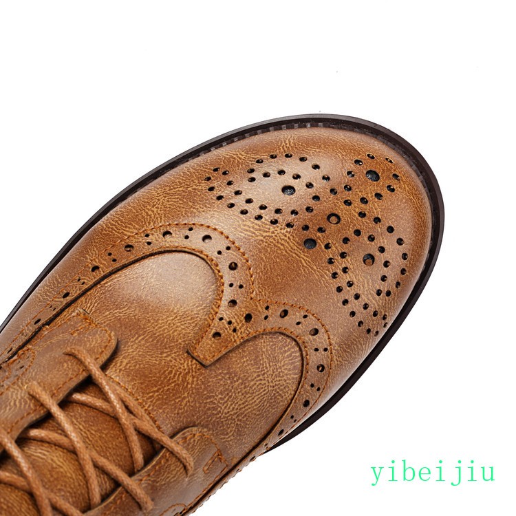 Women’s Wing Tip Brogue Ankle Boots Booties Low Heel Leather Shoes Casual Carved