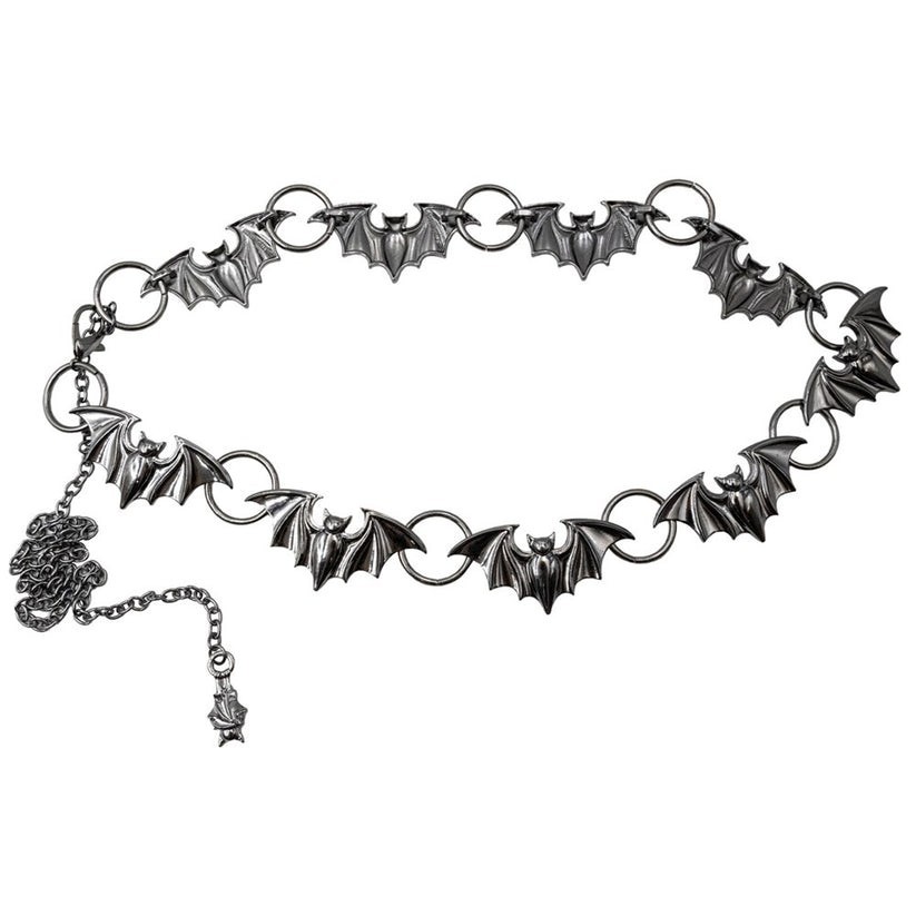 Kreepsville 666 Metal Belt Black Bats or Chrome Spiderwebs Spider Chain Hip NWT