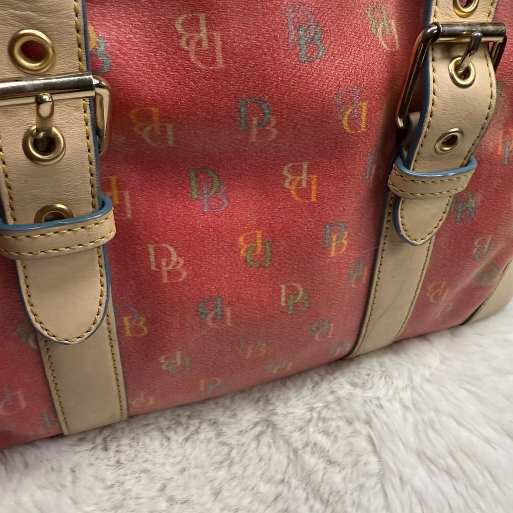 Dooney & Bourke Monogram Multi-Color DB Logo Satchel with Leather Trim