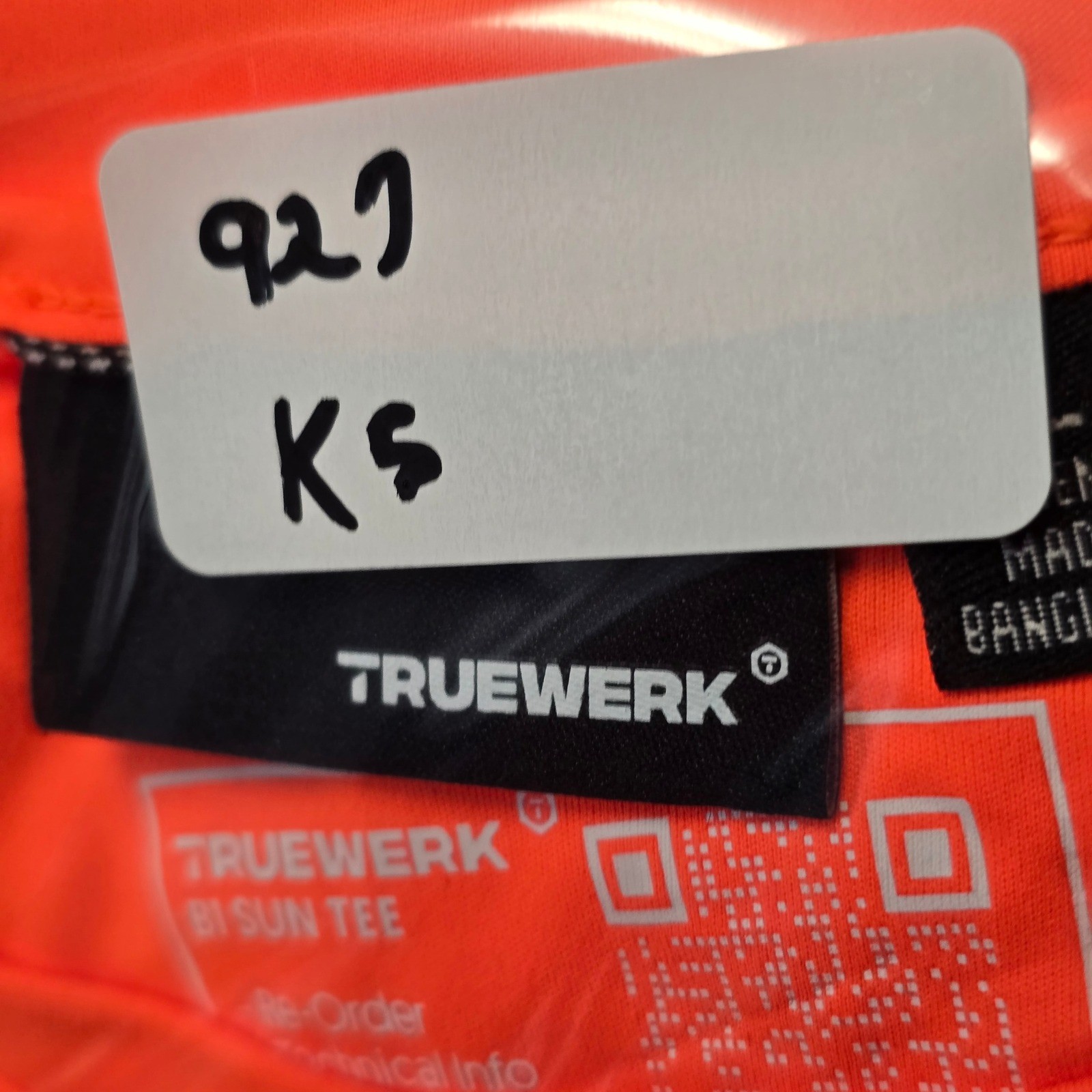 TRUEWERK B1 SIN TEE Mens Orange Short Sleeve Sun Tee Workwear Size LARGE NEW