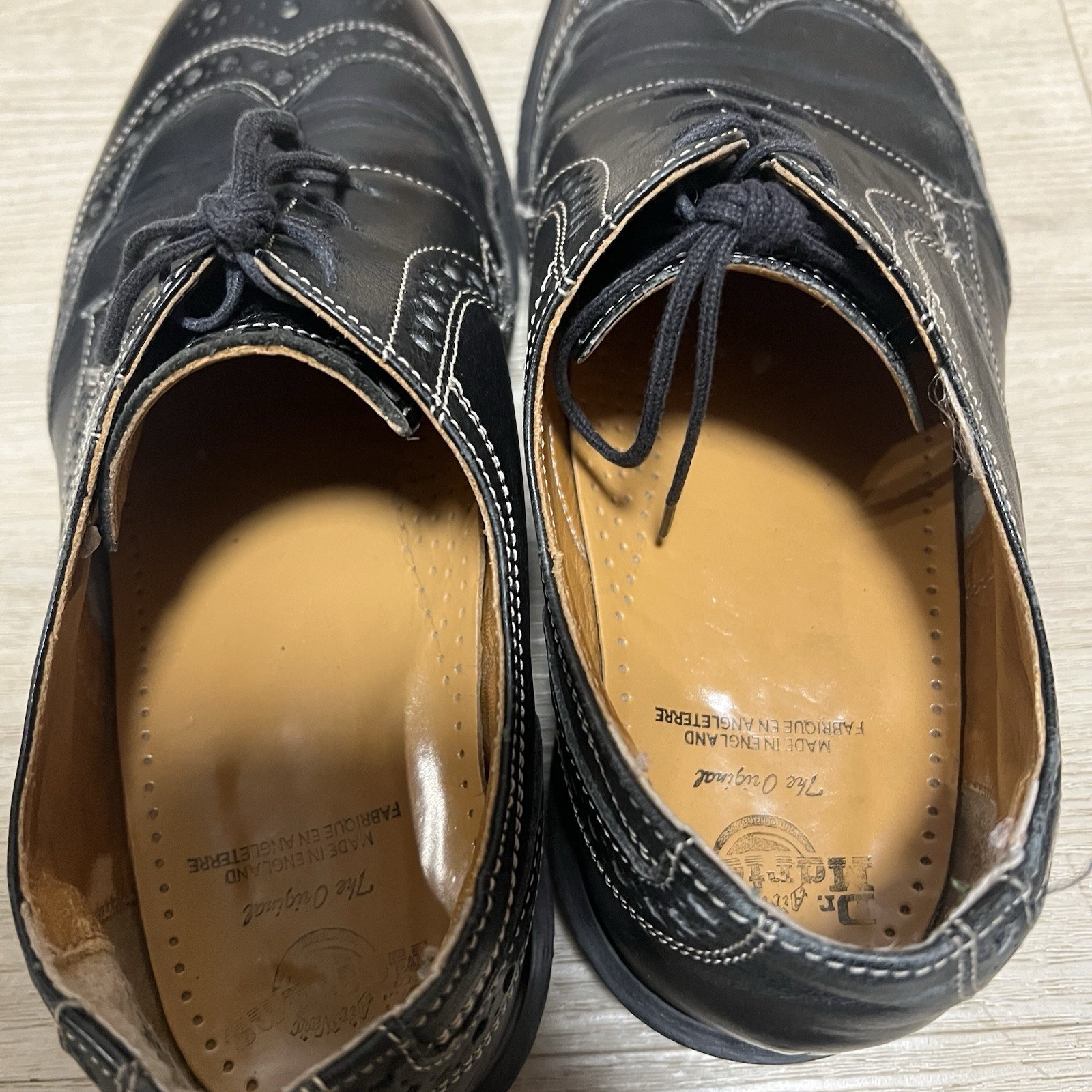 Dr Martens Shoes Black Wing Tip Oxford Brogue England Leather Sz 8 Punk Oi! GBH