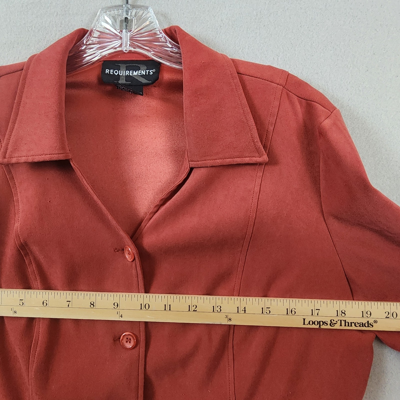 Requirements Button Front Blazer Women Medium Rust Brown Polyester Spandex