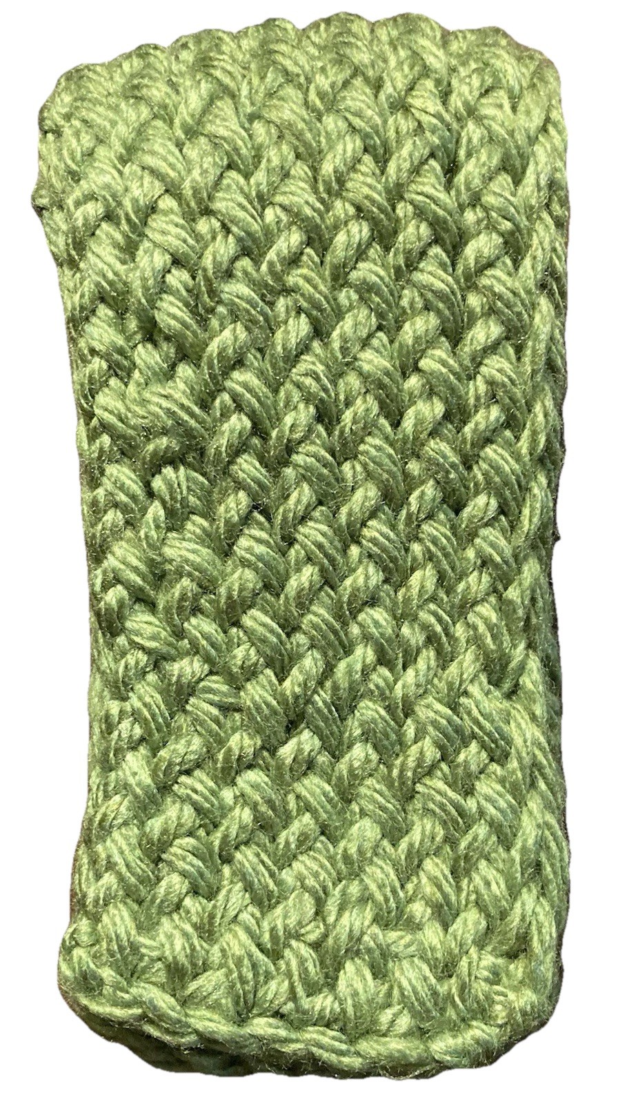 Handmade Loom Knitted Green Knit Scarf For Kids Made From Acrylic Yarn