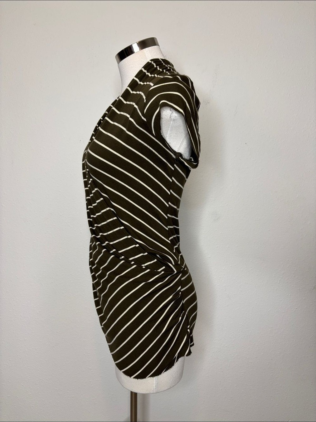 Bailey 44 Olive and White Striped Wrap-Style Top