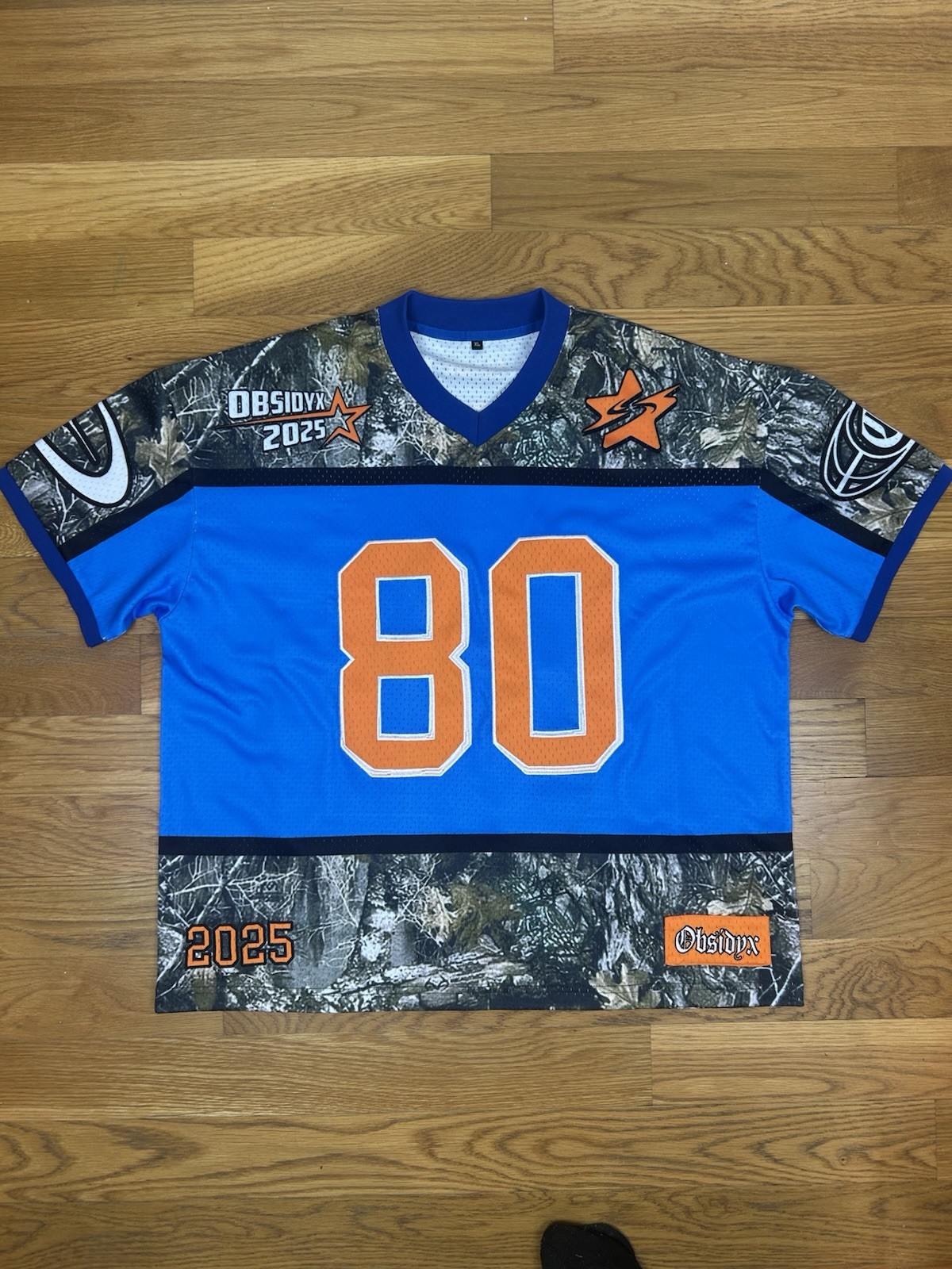 Streetwear Football Jersey. Obsidyx Mesh V Neck Graphic Embroidered Custom Camo