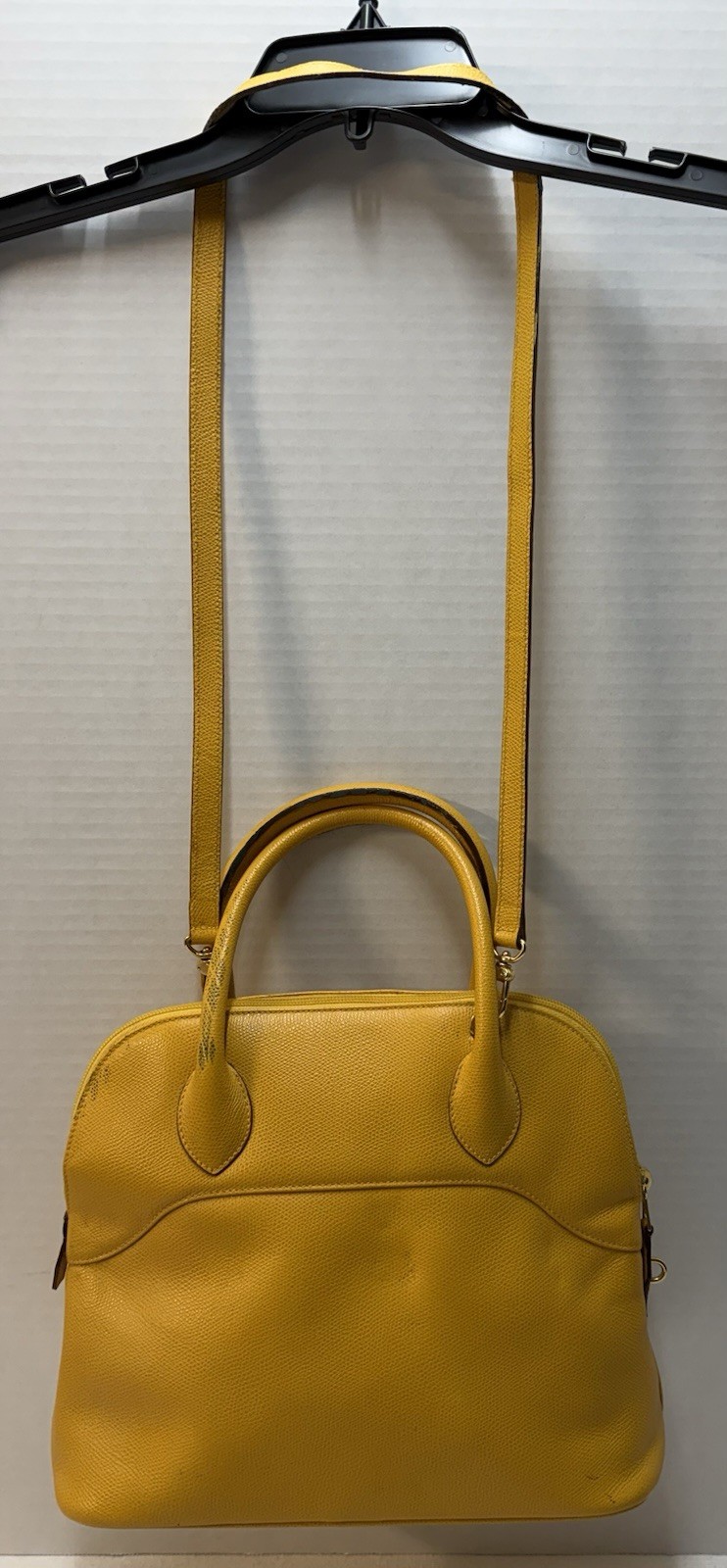 Vintage 80s-90s Stefano Bravo Yellow Leather Italy Bolide-Style Dome Satchel Bag