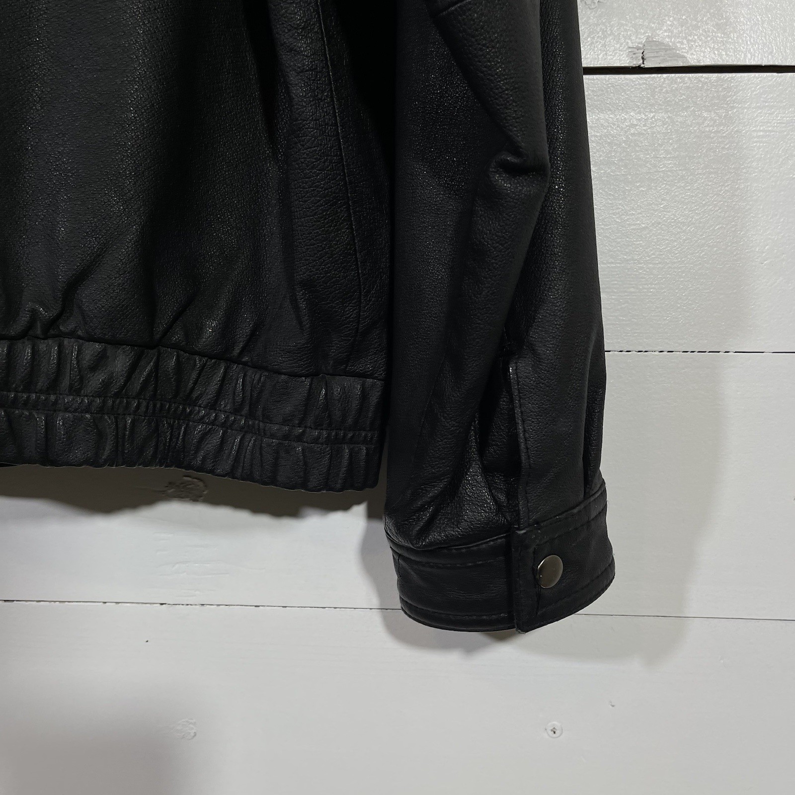 Members Only Vintage Black Leather Zip Front Jacket Collared Men’s Size XL