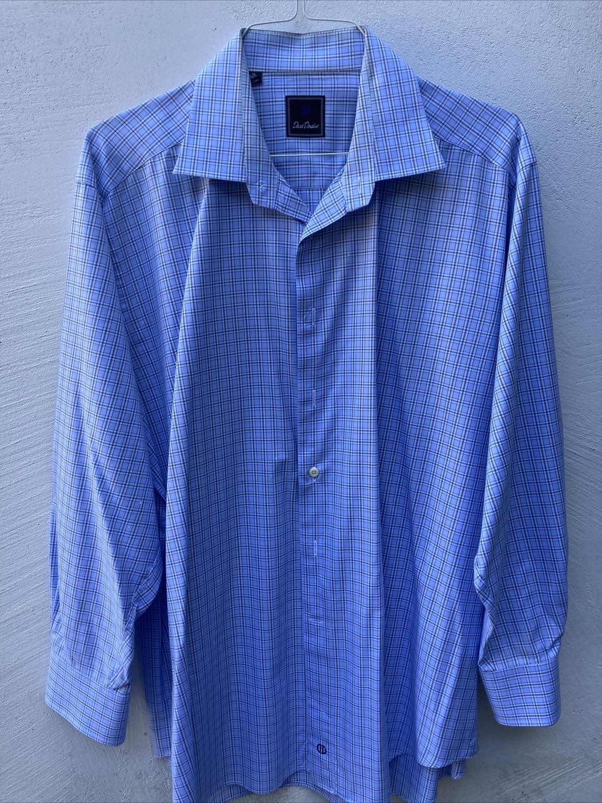 David Donahue Purple-Blue 100% Cotton Mens Dress Shirt Mint Cond 18 34/35