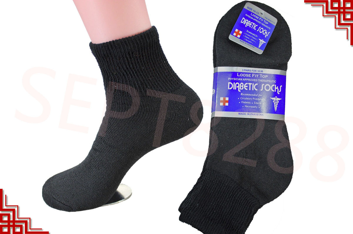 3,6,12 Pairs Diabetic Socks ANKLE QUARTER Crew Circulatory Socks Health Cotton