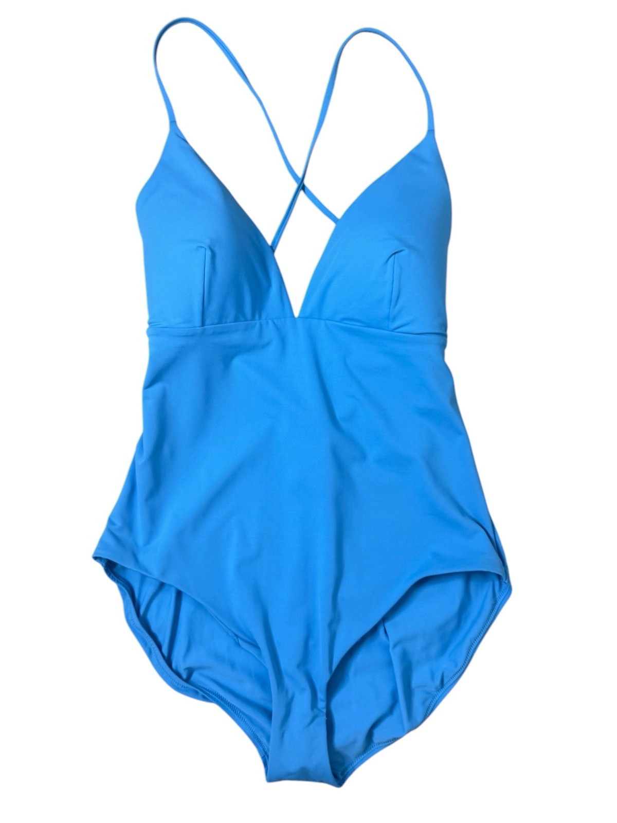 Calia Triangle Strappy Back One Piece Swimsuit Size 14 Tranquil Blue Beach NEW