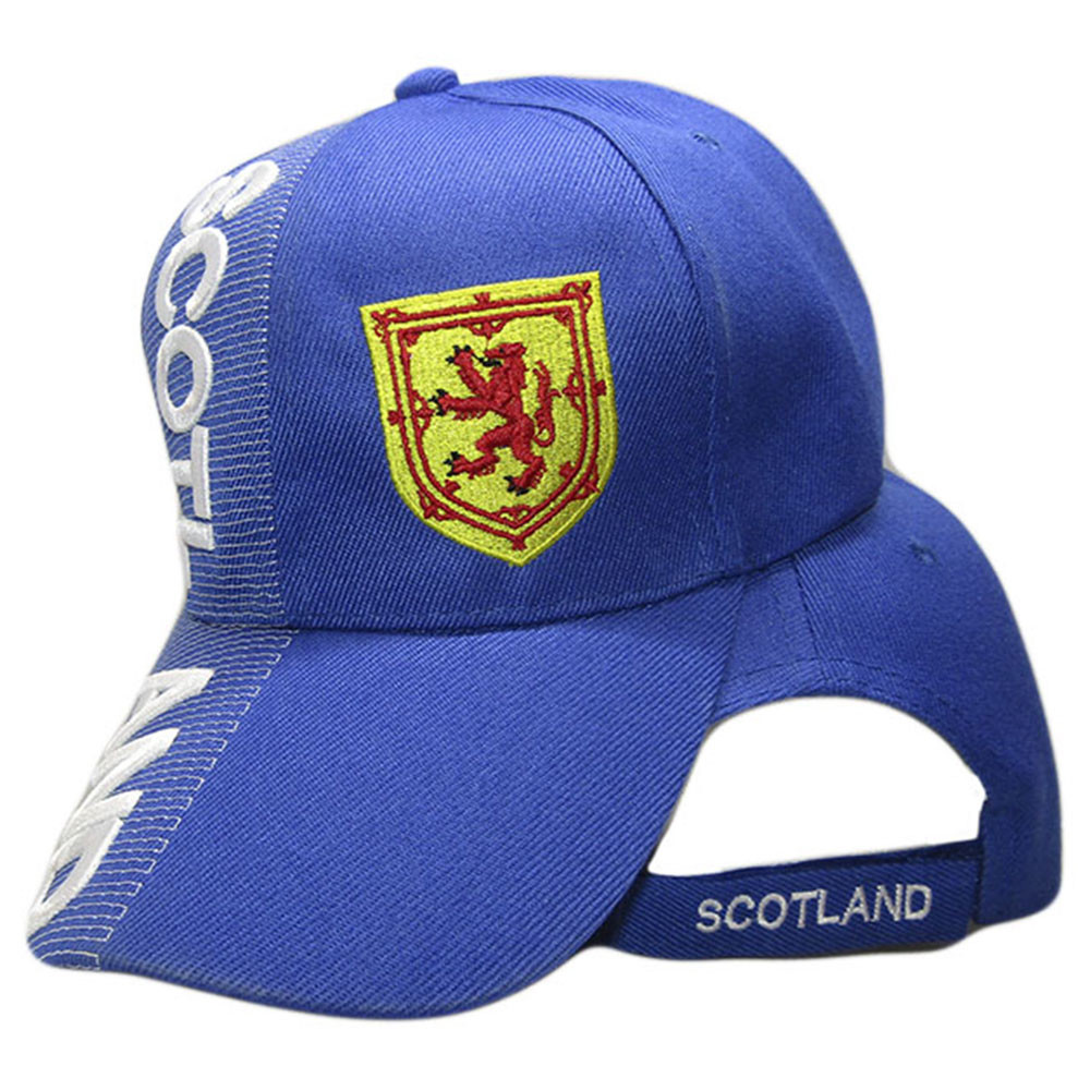 Scotland Country Letters Emblem Lion Royal Blue 3-D Embroidered Cap Hat