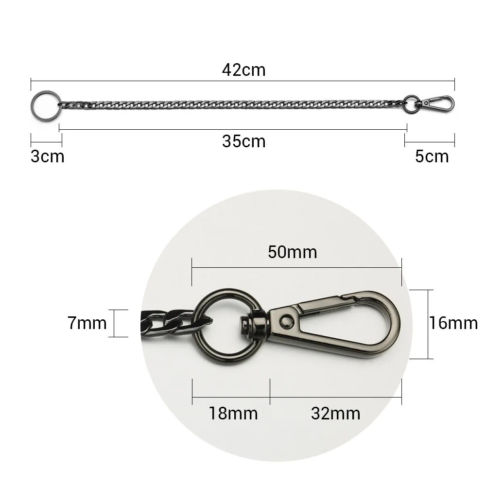 Heavy Duty Punk Wallet Chain 20″ Stainless Steel Jean Key Chain for Men Women