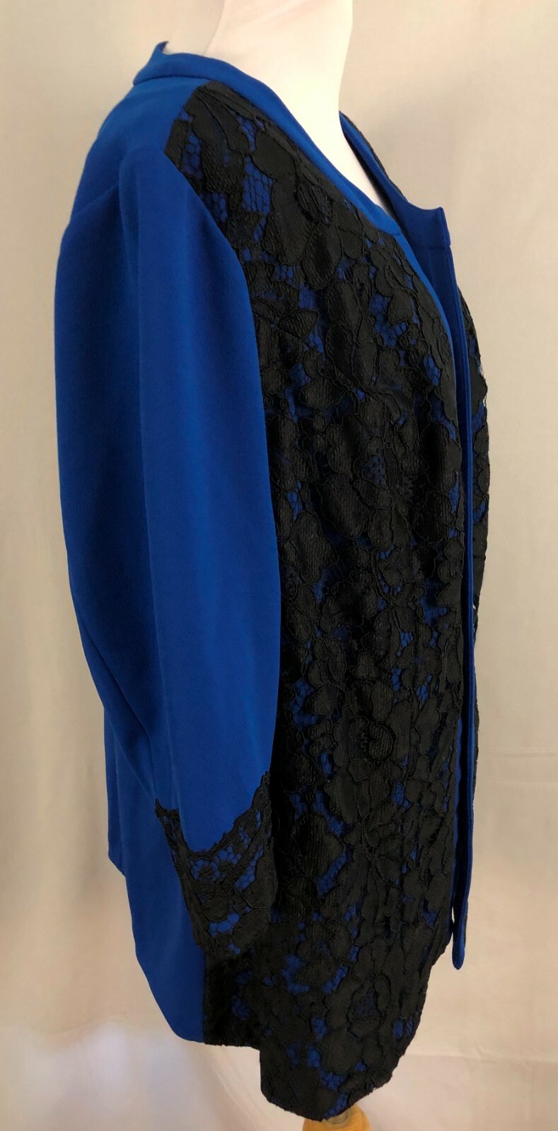 Catherines Womens Open Top Royal Blue Black Lace Polyester Spandex 0X 14 16W