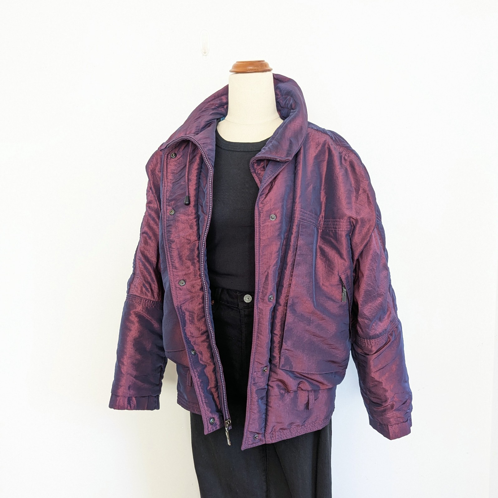 XCT Jacket Vintage Sz M-L Purple Pink Iridescent Motorcycle Y2K 80s 90s