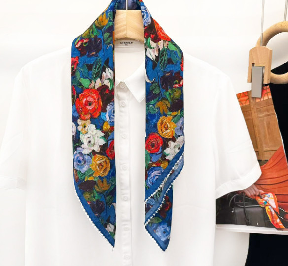 100% Mulberry Silk Scarf Shawl Square kerchief 26″ flower Print Bandana Wrap new