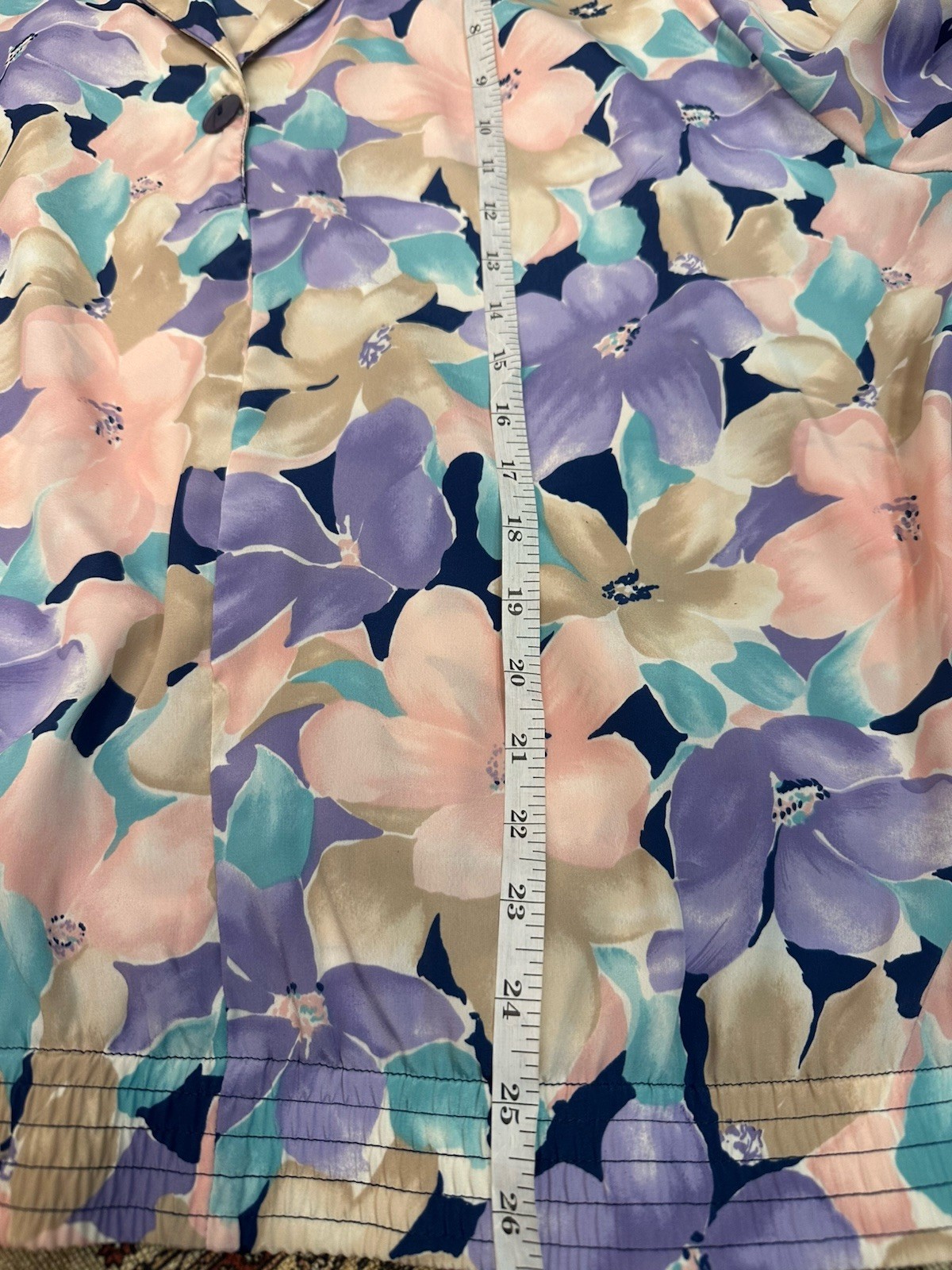 Koret Lavender Multi Floral V-Neck Blouse Size XL