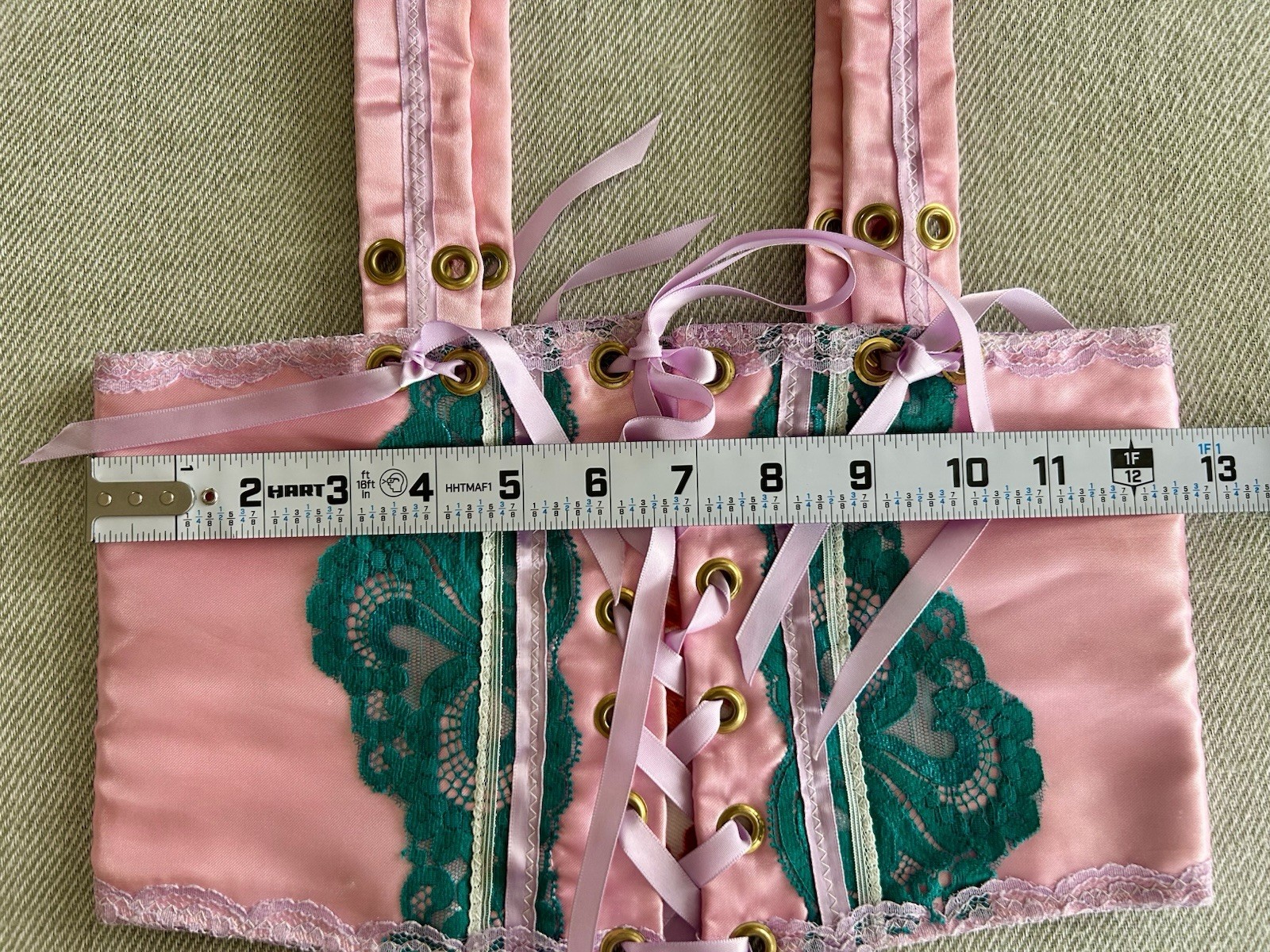 Corset Bodice Pink Green Vintage Fabric The Frock Shoppe Hand Made Gypsy RARE