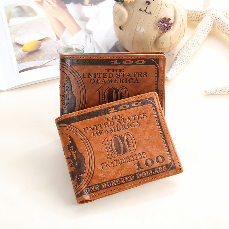 Men’s Novelty US 100 Dollar Wallet PU Leather Bill Money Billfold Card Holder US