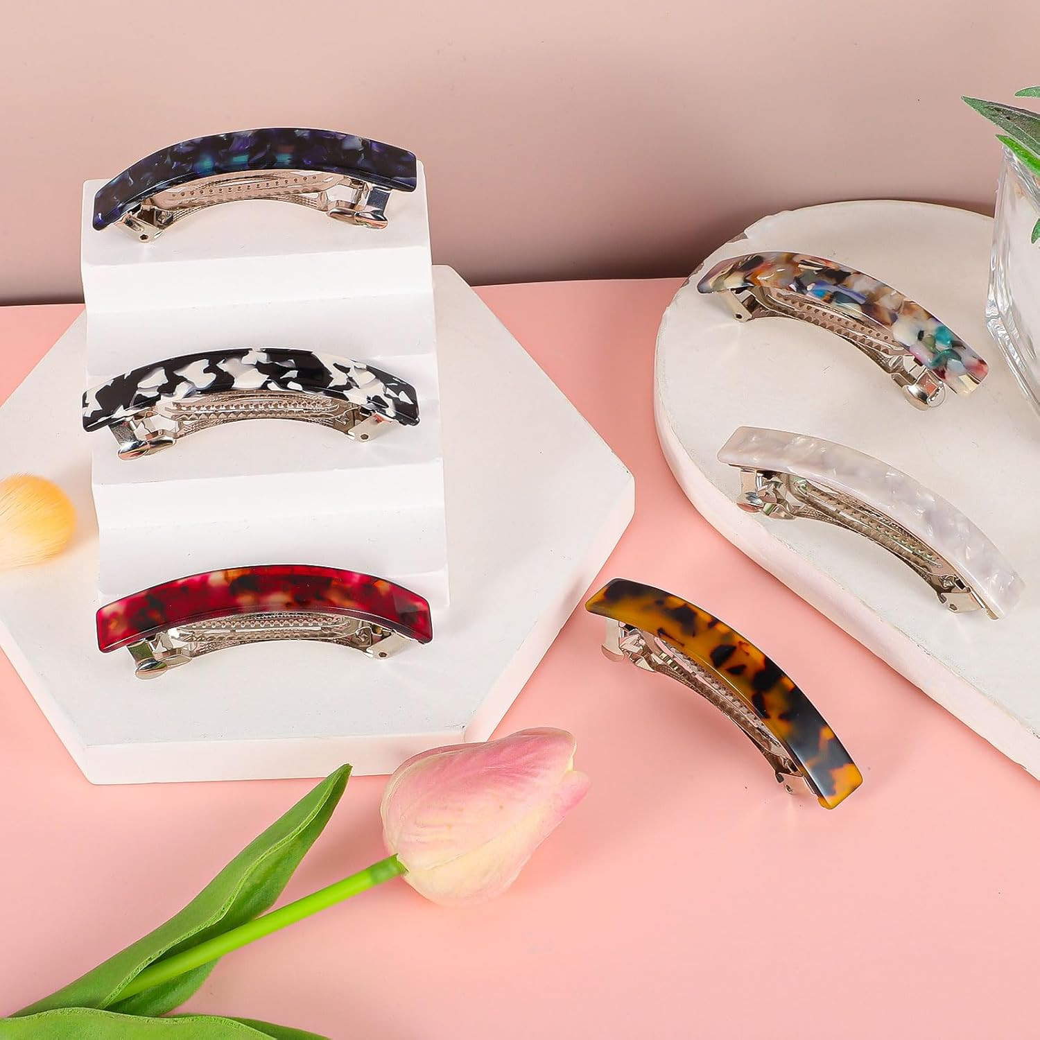 6 Pcs Acrylic Large French Hair Barrettes Clips for Women Thick Hair Long Hair