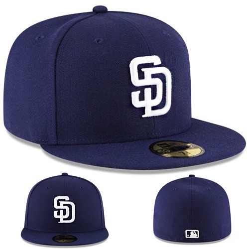 New Era San Diego Padres 5950 Fitted Hat MLB Authentic Home Navy Blue Cap Size 8