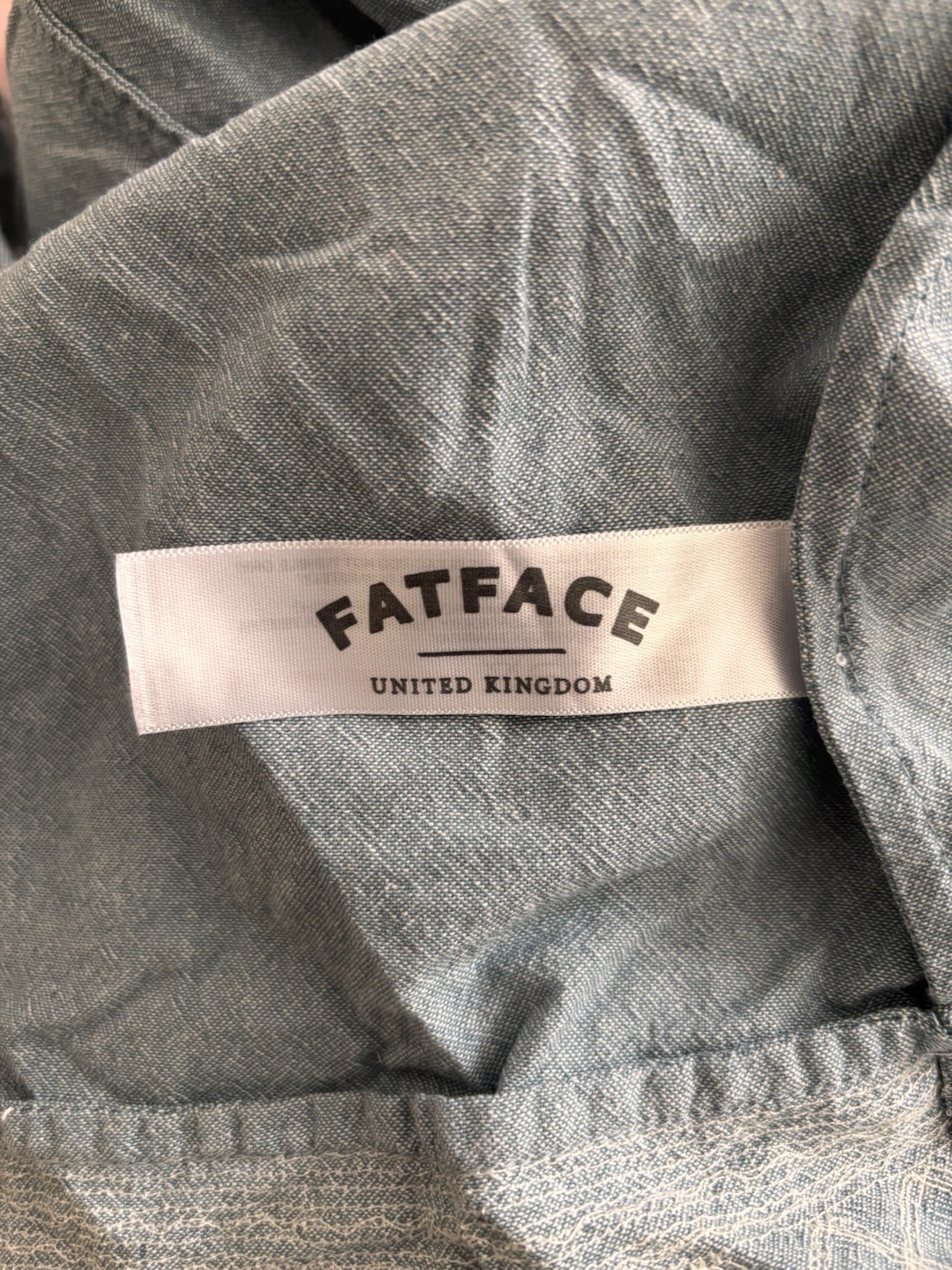 FATFACE Blue Midi A-Line Skirt UK Size 12 ~ 100% Cotton Embroidered Fat Face