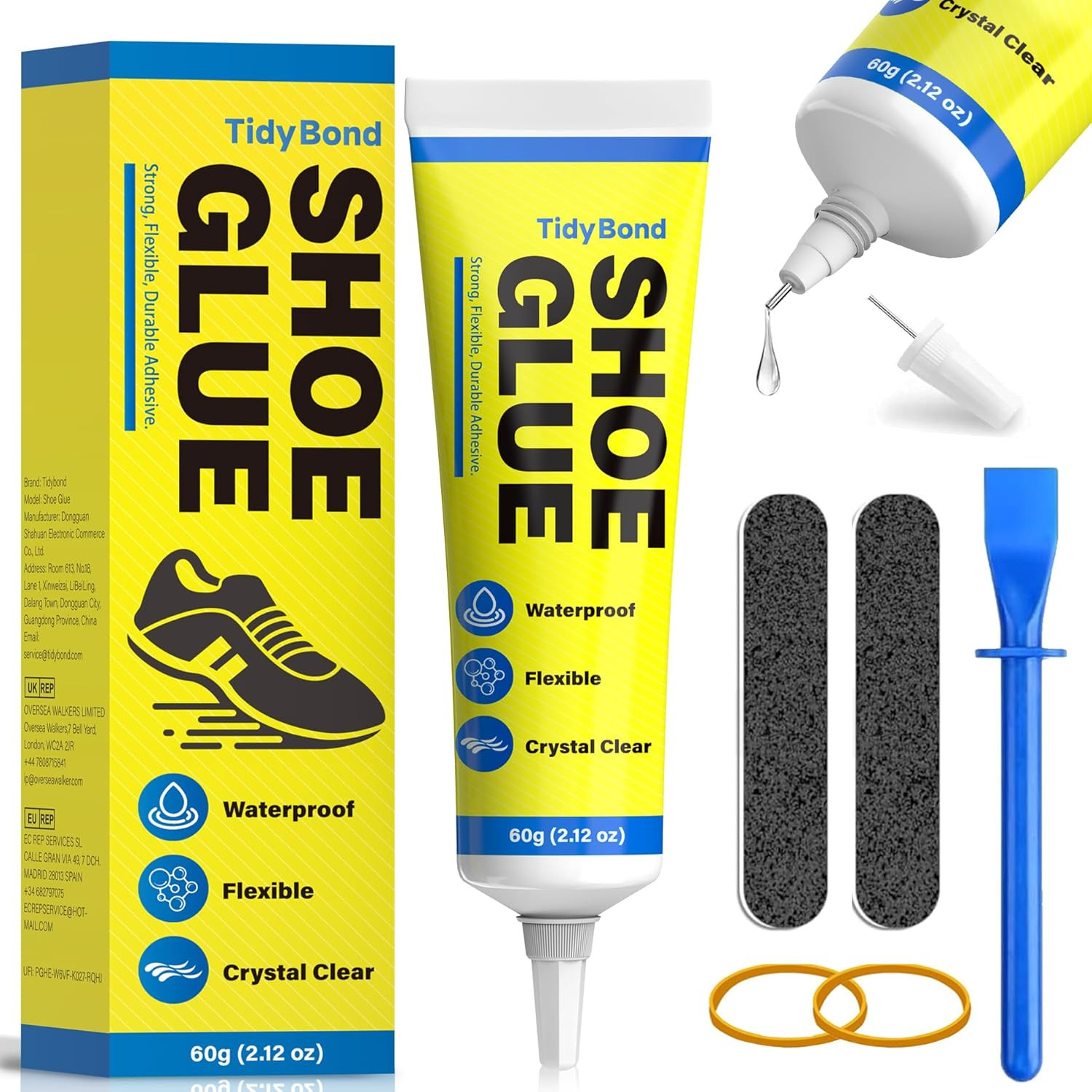 Shoe Glue Waterproof Clear Flexible Repair Adhesive for Soles Boots 2.1Oz