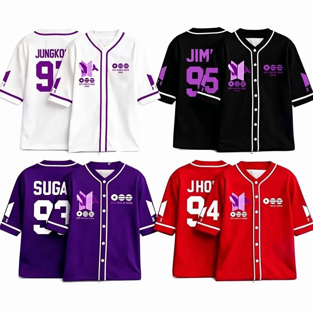 Custom Arirang Kpop Baseball Jersey World Tour 2026 Concert Merch Fan Outfit