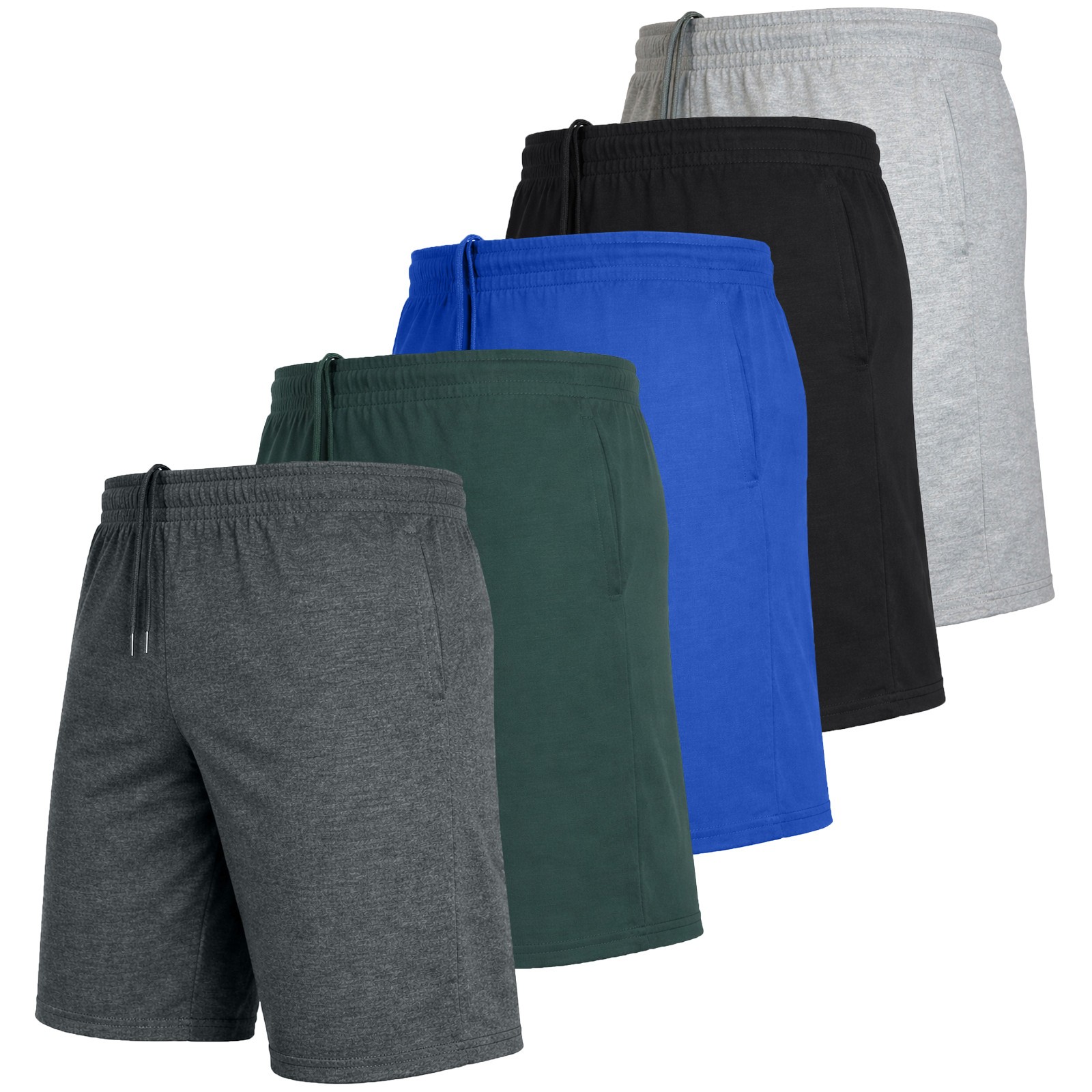 5-PACK Men’s Lounge Shorts Cotton Blend & Elastic Waist (Sizes- S-3XL) Free Ship