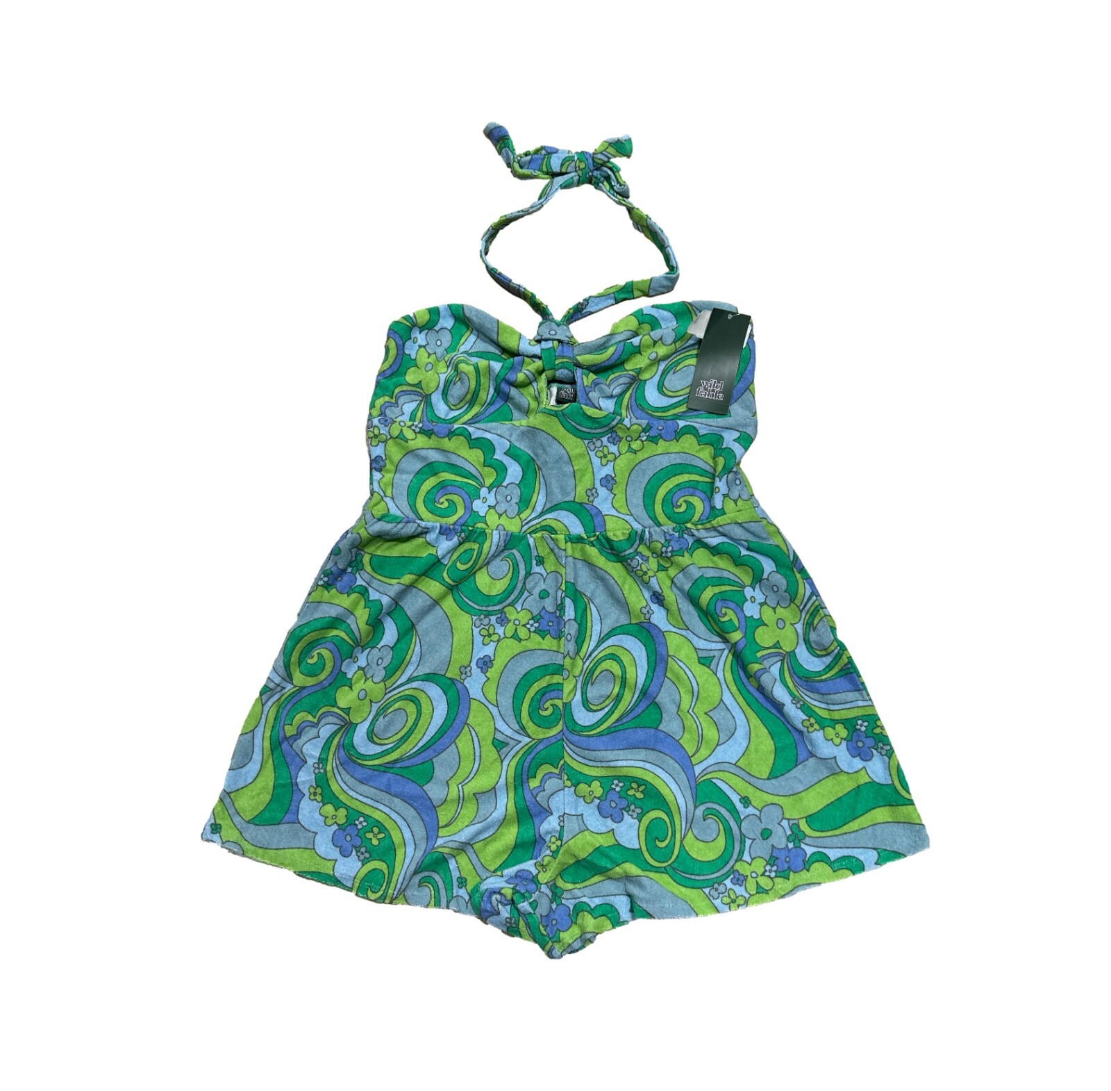 Women’s Towel Terry Romper – Wild Fable Blue Swirl M