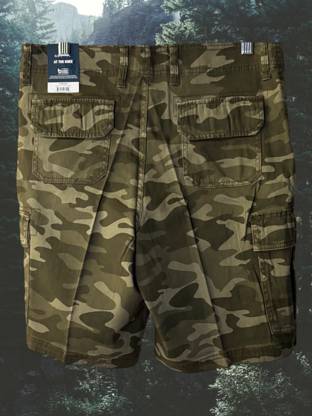 George At The Knee Cargo Shorts Green Camouflage 6 Pockets Size 42 In 9” Inseam
