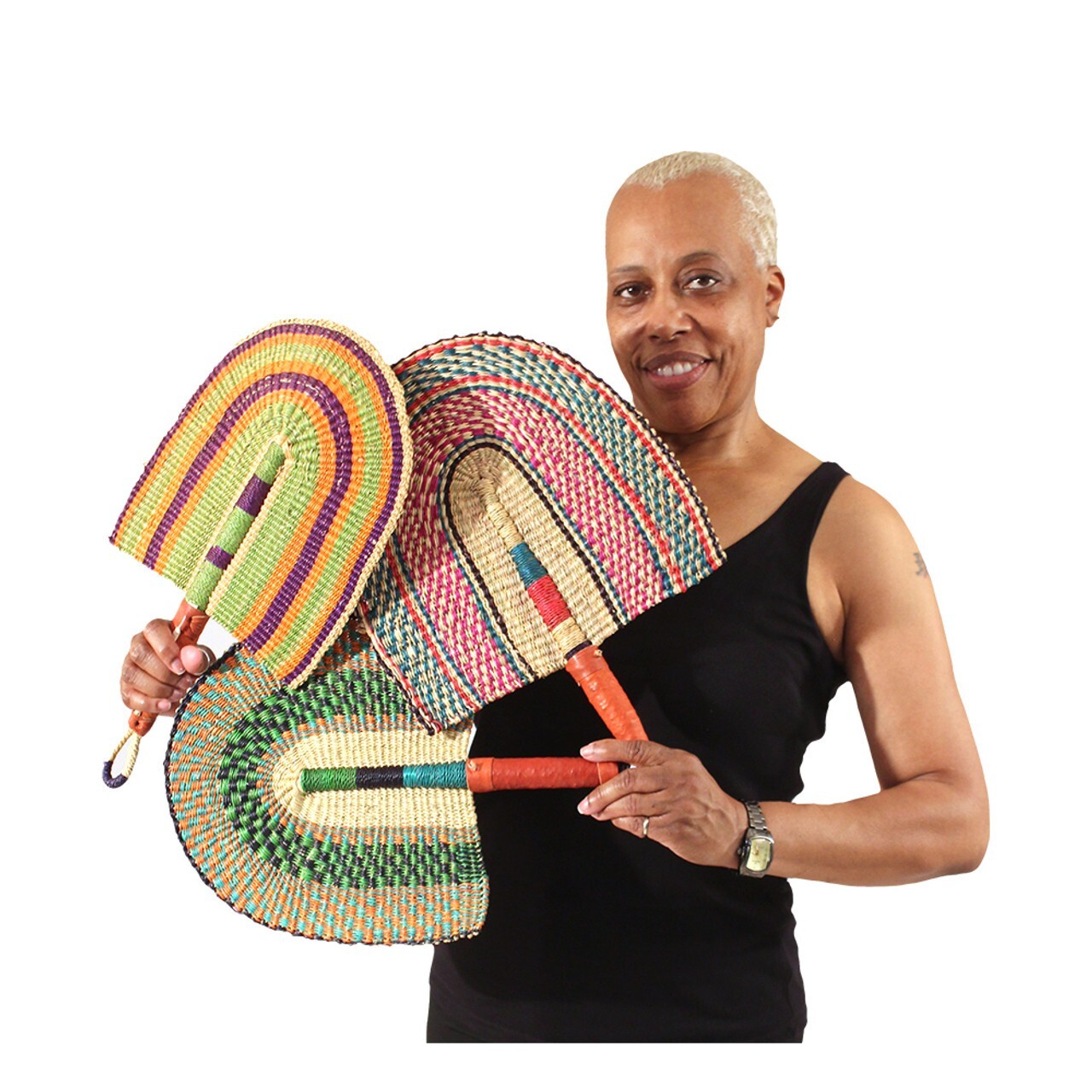 Burkina Faso, Hand Fan | Home Decor | Lightweight, Handmade Hand Fan – 16″ Long.