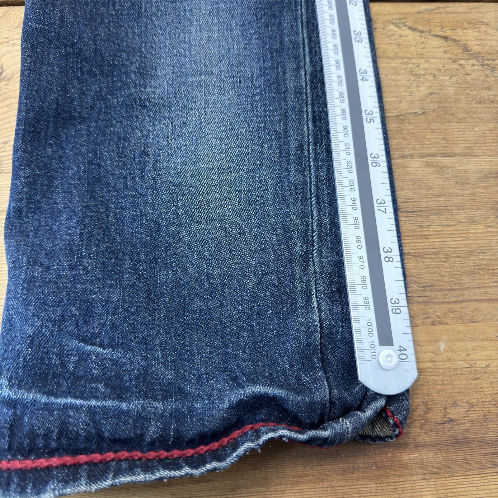 True Religion Men’s Ricky Relaxed Straight Jeans Red Rope Stiching