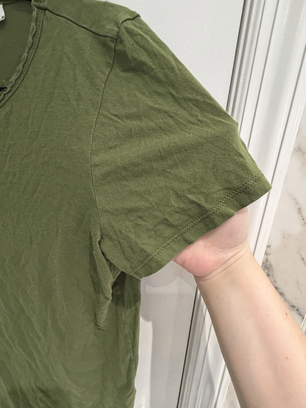 J.Crew Womens Green Crewneck Slub Cotton Classic Tee T-Shirt Size Small