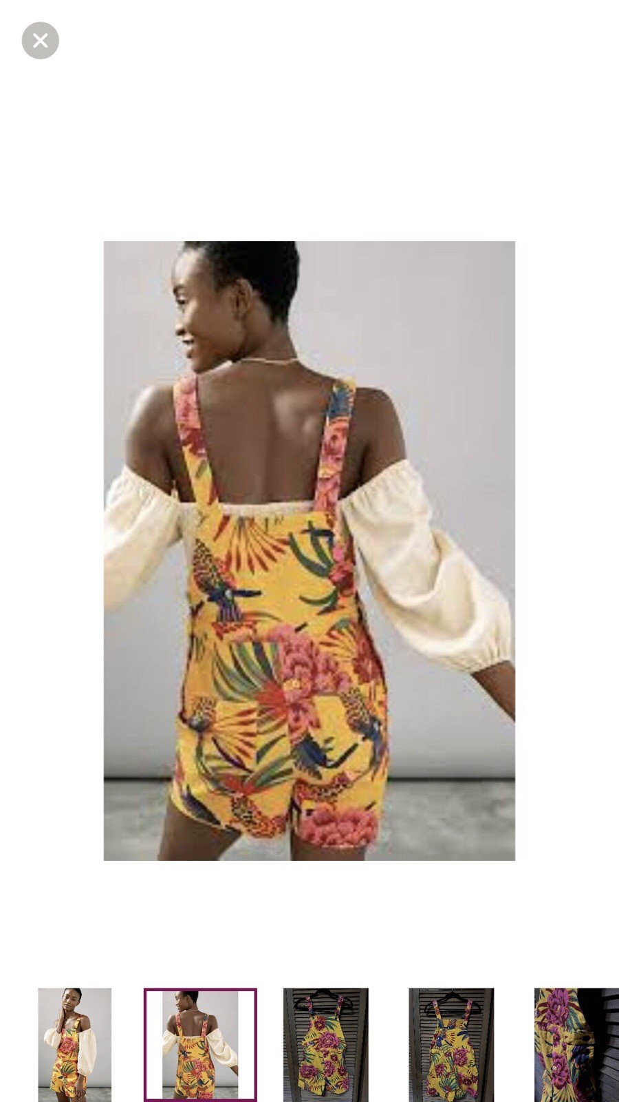 Farm Rio Yellow Tropical Overalls Small