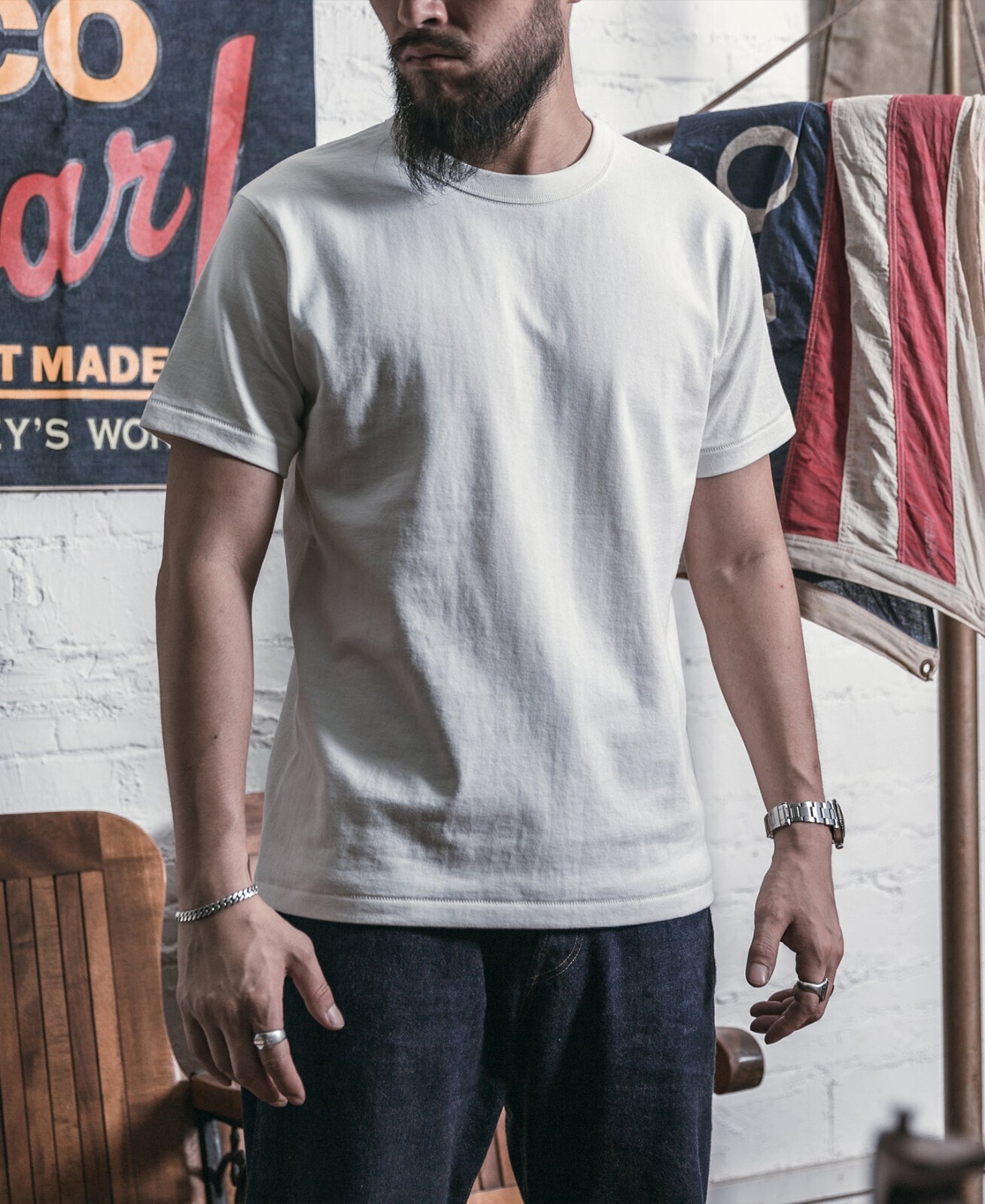 BRONSON Heavyweight Basic t Solid Cotton Loopwheel Tubular Athletic t Shirts Tee